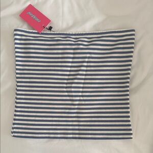 Edikted Navy and White Striped Tube Top